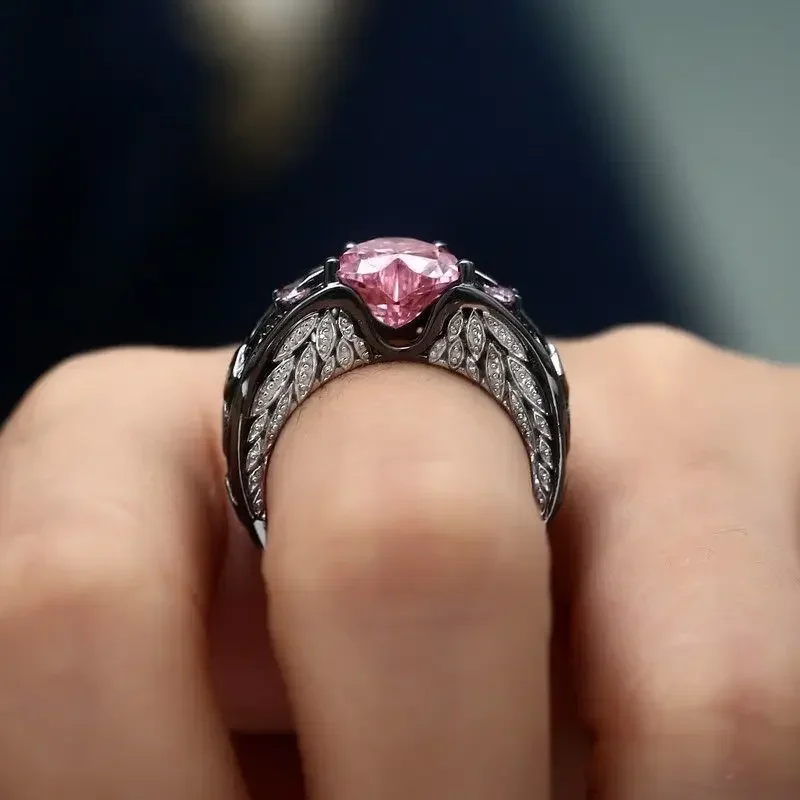 4 Colors Angel Wing Heart Shaped Ring