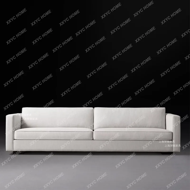 A  modern linen fabric three-person sofa simple corner combination sofa retro furniture