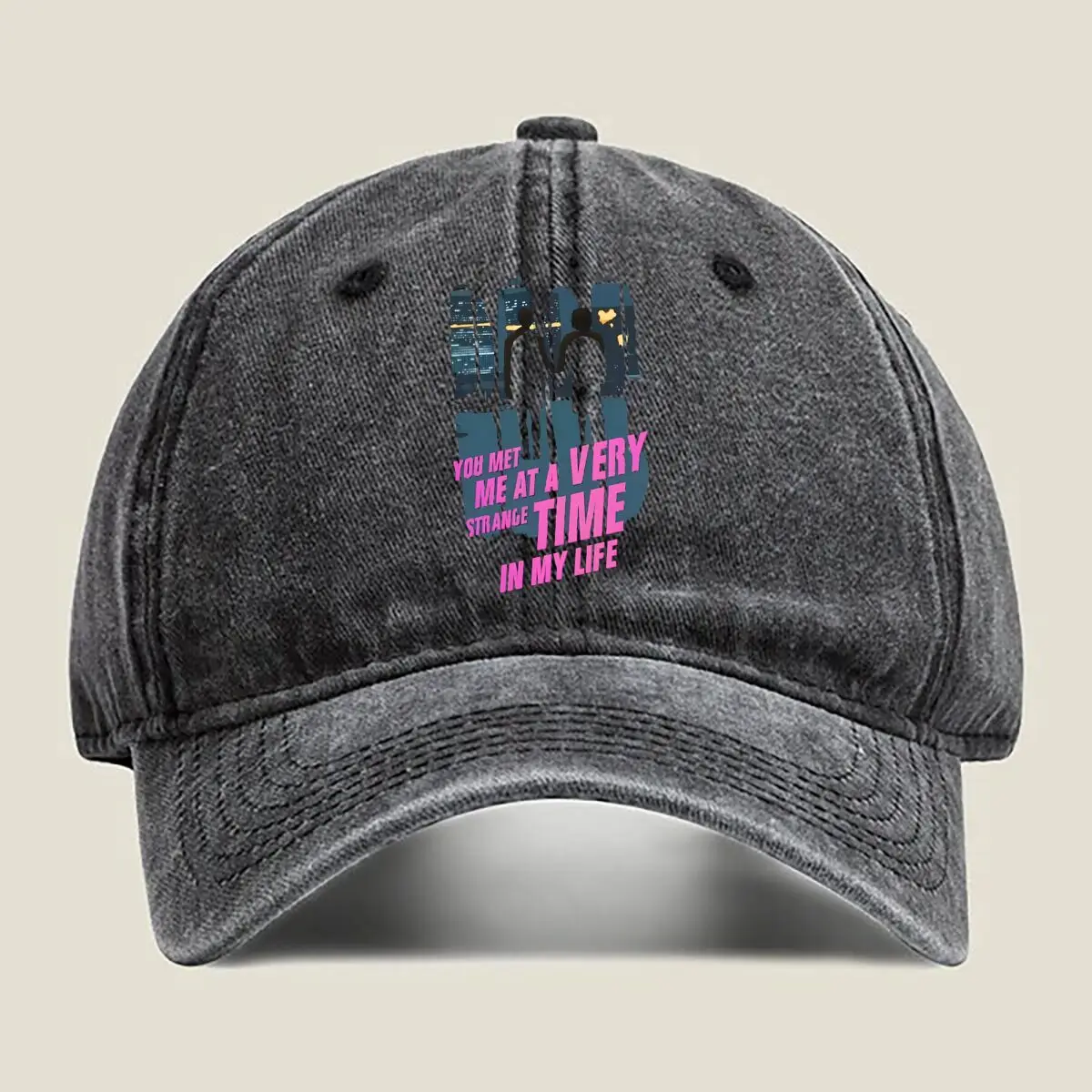 

Strange Time Strange Time nostalgic - quote art Washed Baseball Cap