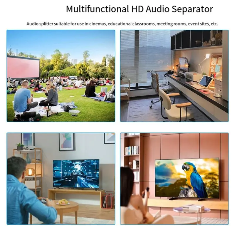ABUO 4K -compatible Audio Extractor Splitter, Toslink + Coaxial + Stereo Conversion Output, Audio Converter for HDTV 4K 30Hz