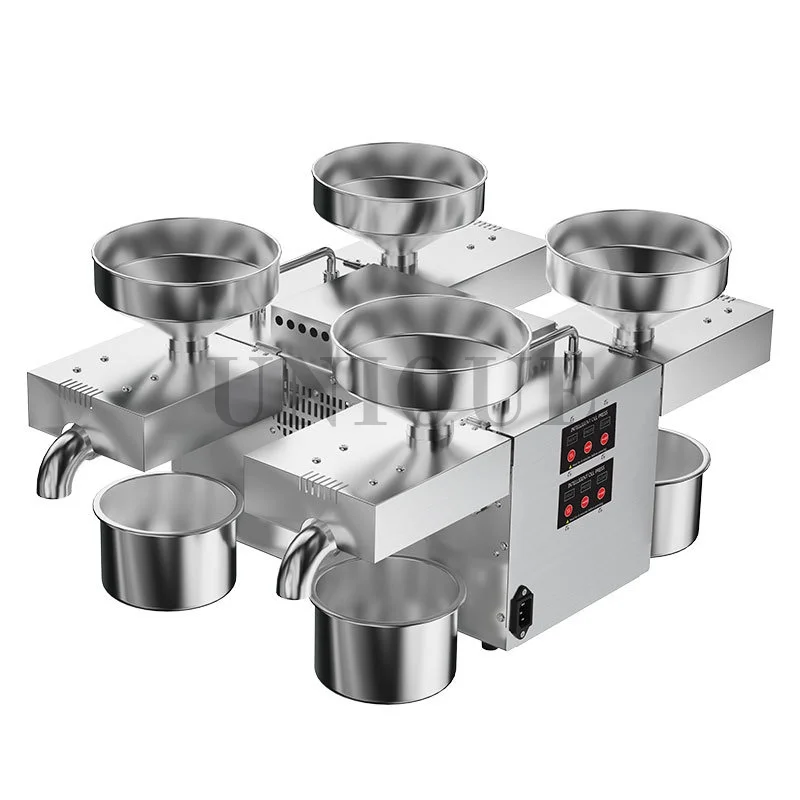 4-Head Commercial Stainless Steel Oil Press Digital Temperature Control Cold Hot Dual Use Automatic Multi-Seeds Oil Extractor