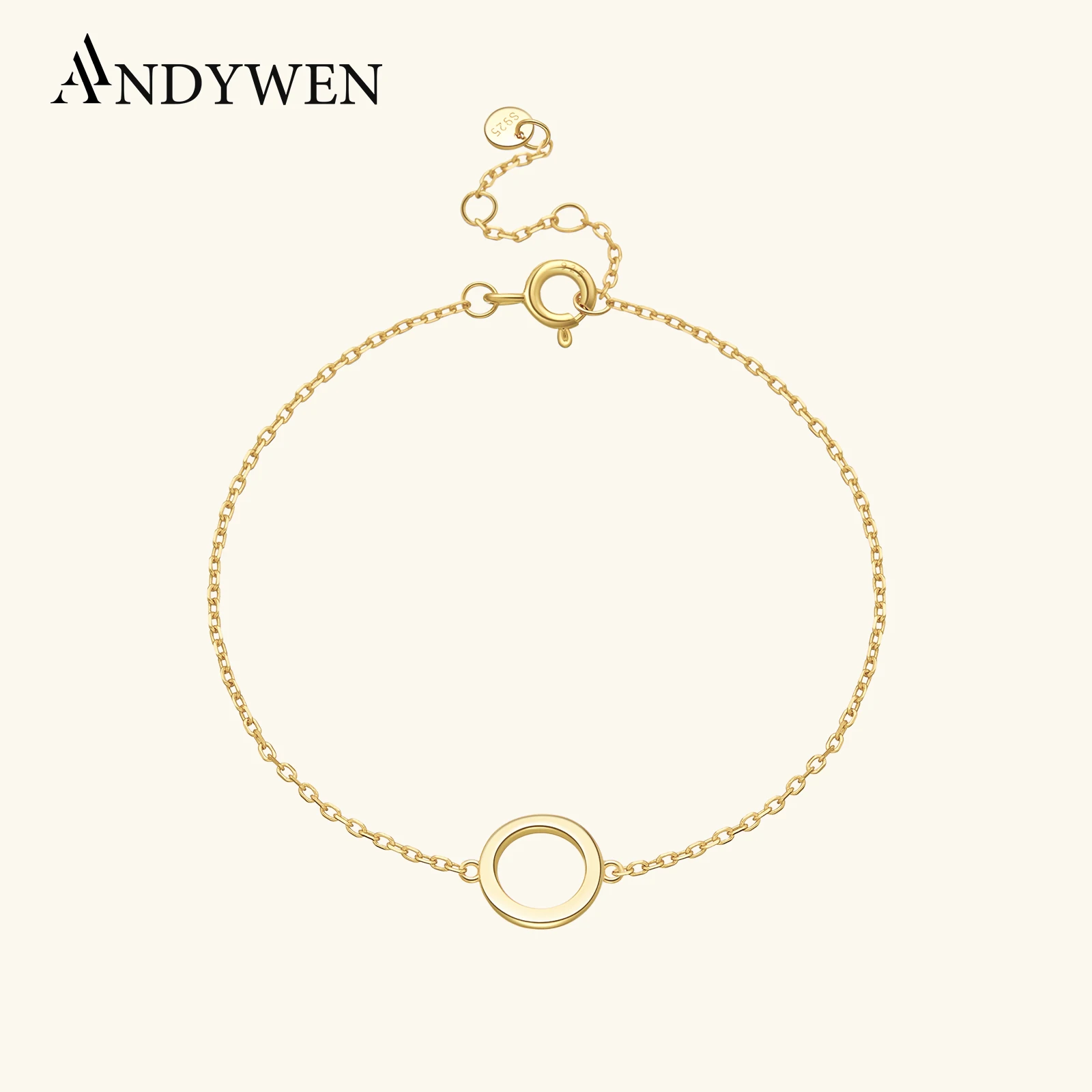 

ANDYWEN 100% стерлингового серебра 925 пробы 10 мм простой круг кулон браслет-цепочка женские роскошные ювелирные изделия 2023 рок-панк драгоценности