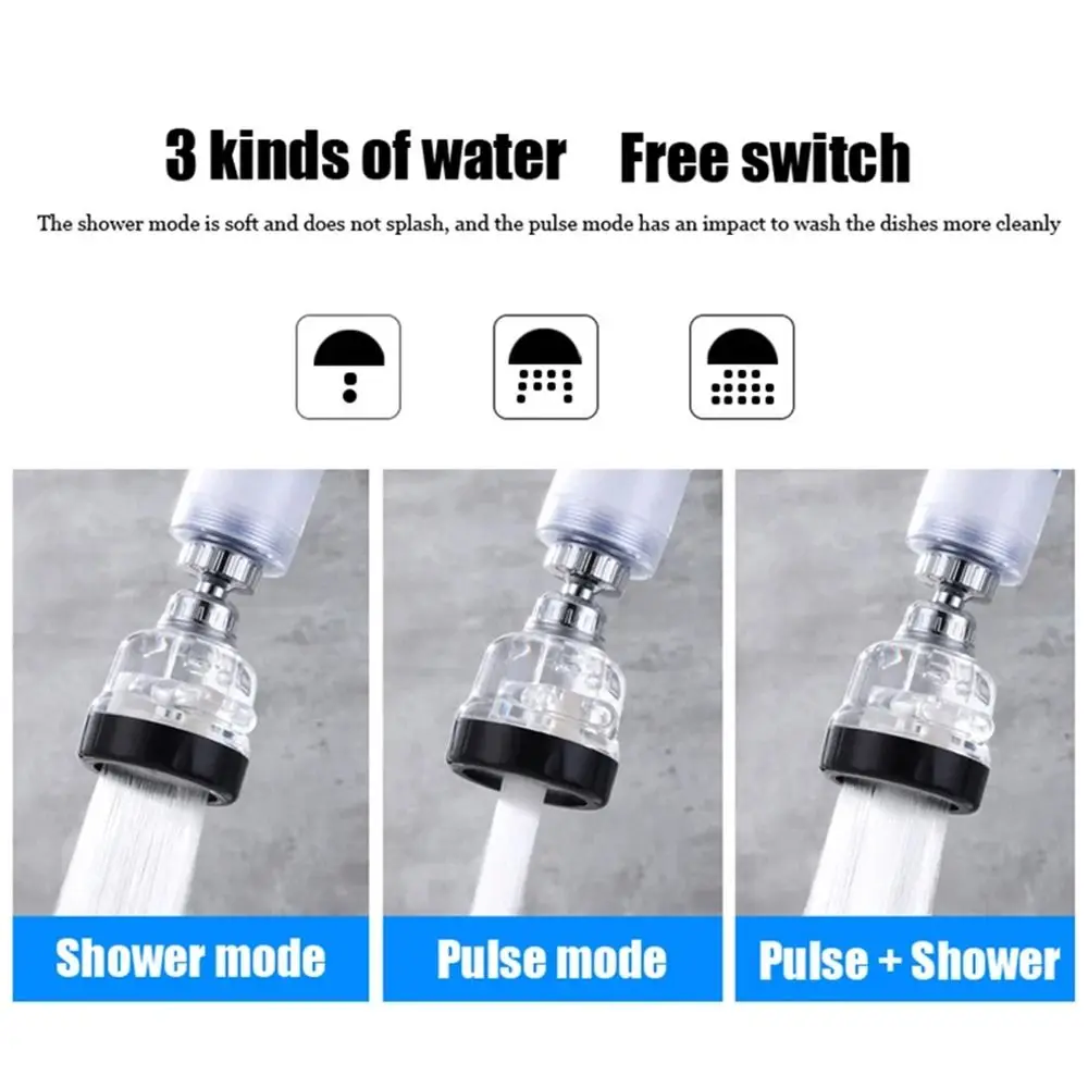 1Pcs Bubbler Dispenser Faucet Aerator Nozzle Tap Extension Connector Water Saving Water Filters 3 Modes Shower Head