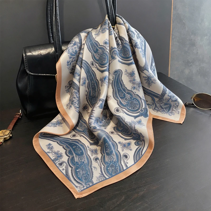 

100% Silk Square Scarf Paisley Bandana Hijab Fashion Bag Accessory Neck Head Scarf Lovely Gift for Girlfriend Ladies Party Daily