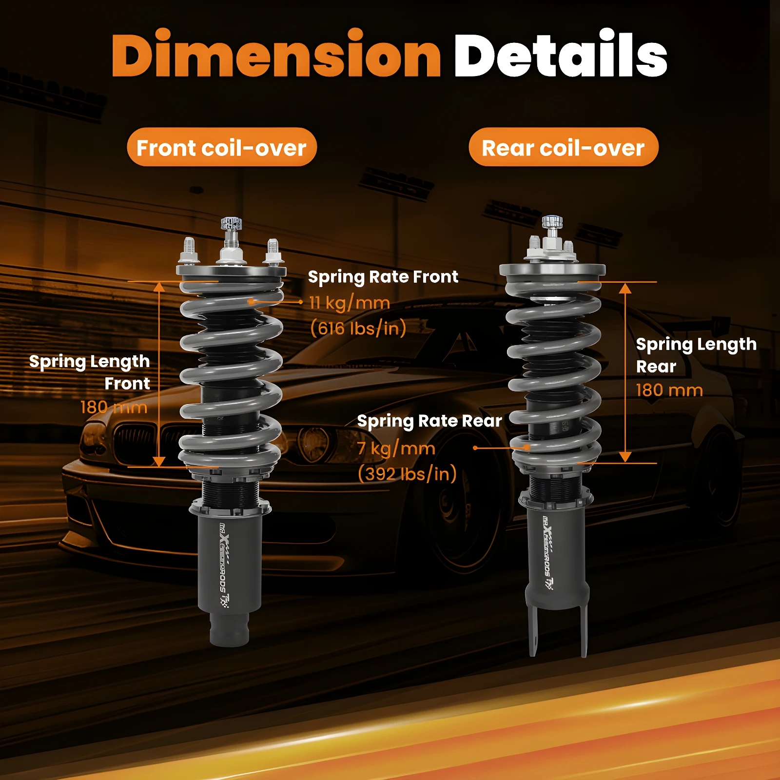 Maxpeedingrods T7 Coilovers Struts Shocks Kit For Honda CR-X 1988-1991 ED EE EF For Honda Civic 1996-2000 EJ EK EM