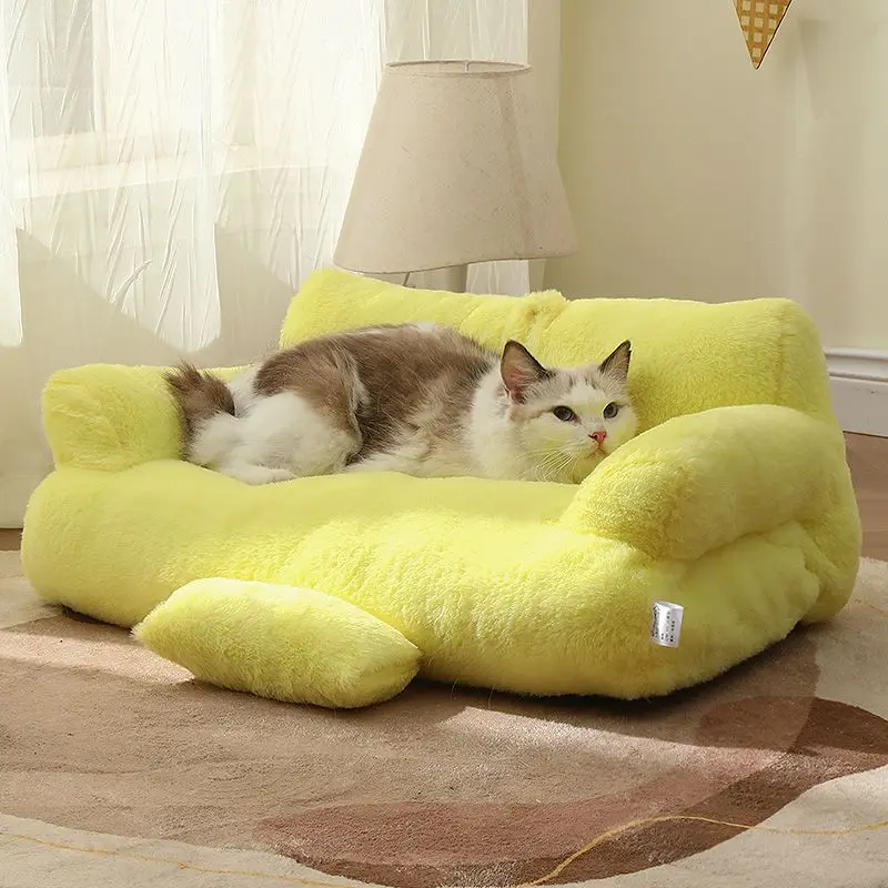 New Cat Plush Cotton Sofa Simple Home Cat and Dog Sleeping Bed Pet Winter Warm Mini Bed Cats Dogs Nest Pet Supplies