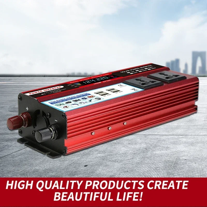 2000W Pure Sine Wave Inverters DC 12V/24V To AC 110V/220V Transformer Double Socket Power Converters Solar Inverters LED Display