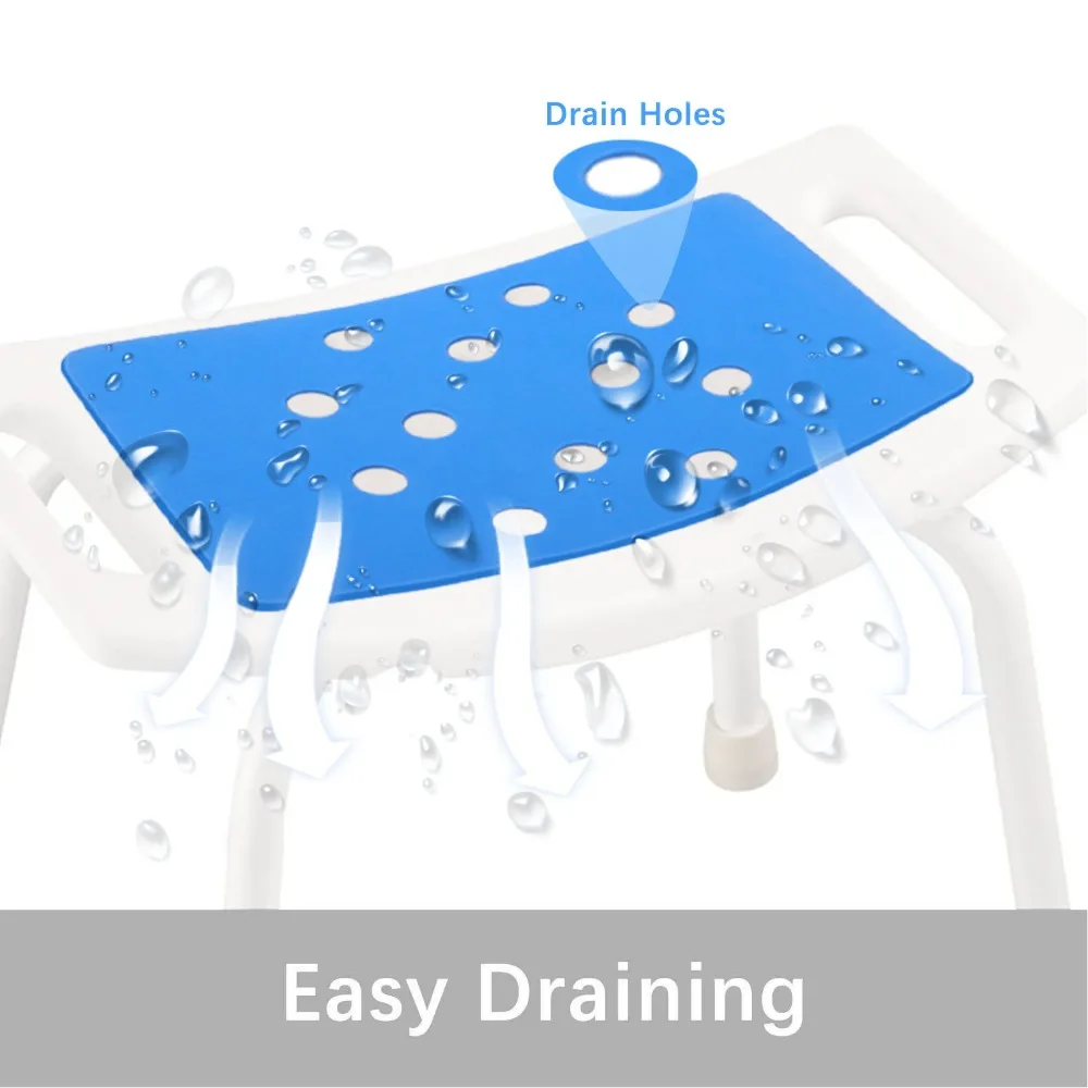 2PCS EVA Shower Bench Cushion Blue Waterproof Shower Chair Pad Perforation Design Non Slip Shower Stool Cushion Home Bathroom
