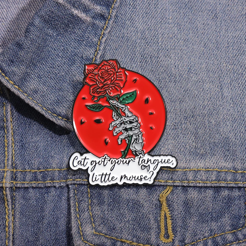 Cat Got Your Tongue Little Mouse Enamel Pin Dark Romance Haunting Adeline Quote Brooch Lapel Badge Jewelry Gifts For Friends