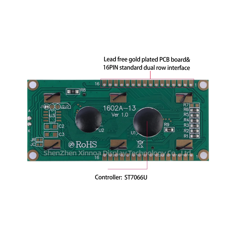 Dubbele Rij Interface Module Met Backlit S-String 02*16 16pin St7066u Oranje Licht Zwarte Letters Europese 1602a-13 Lcd Module