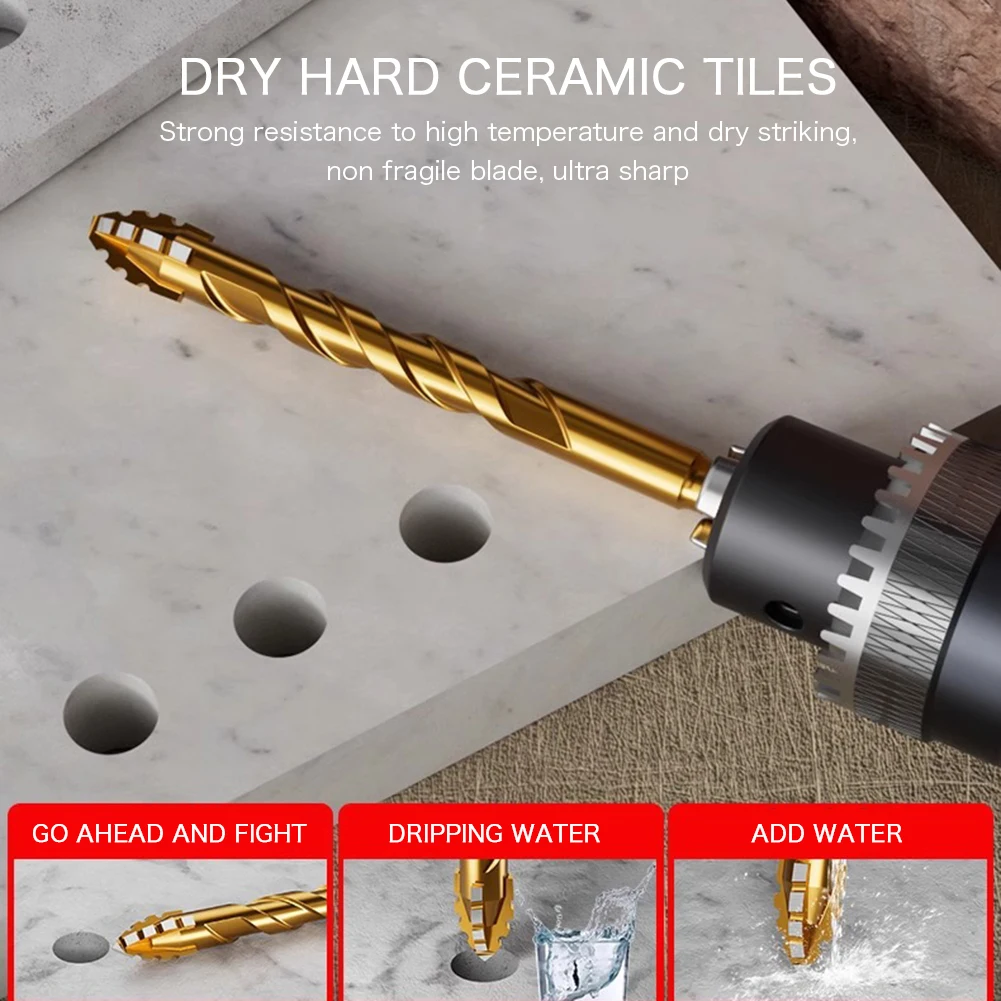 4pcs Spirals Four-blade Eccentric Drill Bits Professional Masonry Drill Set For Metal Drilling