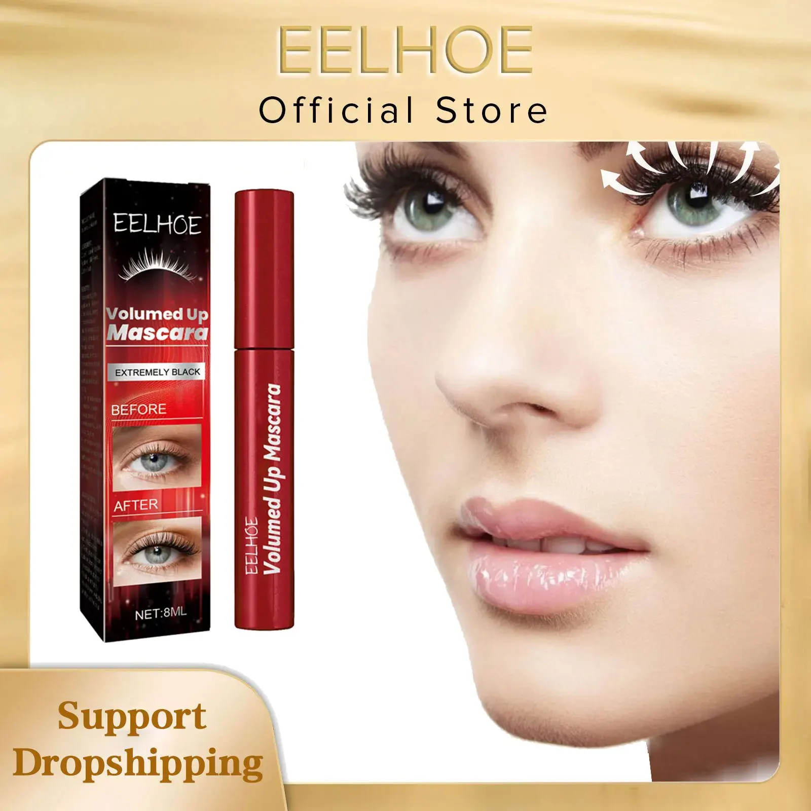 EELBathroom-Mascara allongeant les cils E Size Up, extension de cils longue durée, cils imperméables, cils noirs, maquillage, fibre 4D
