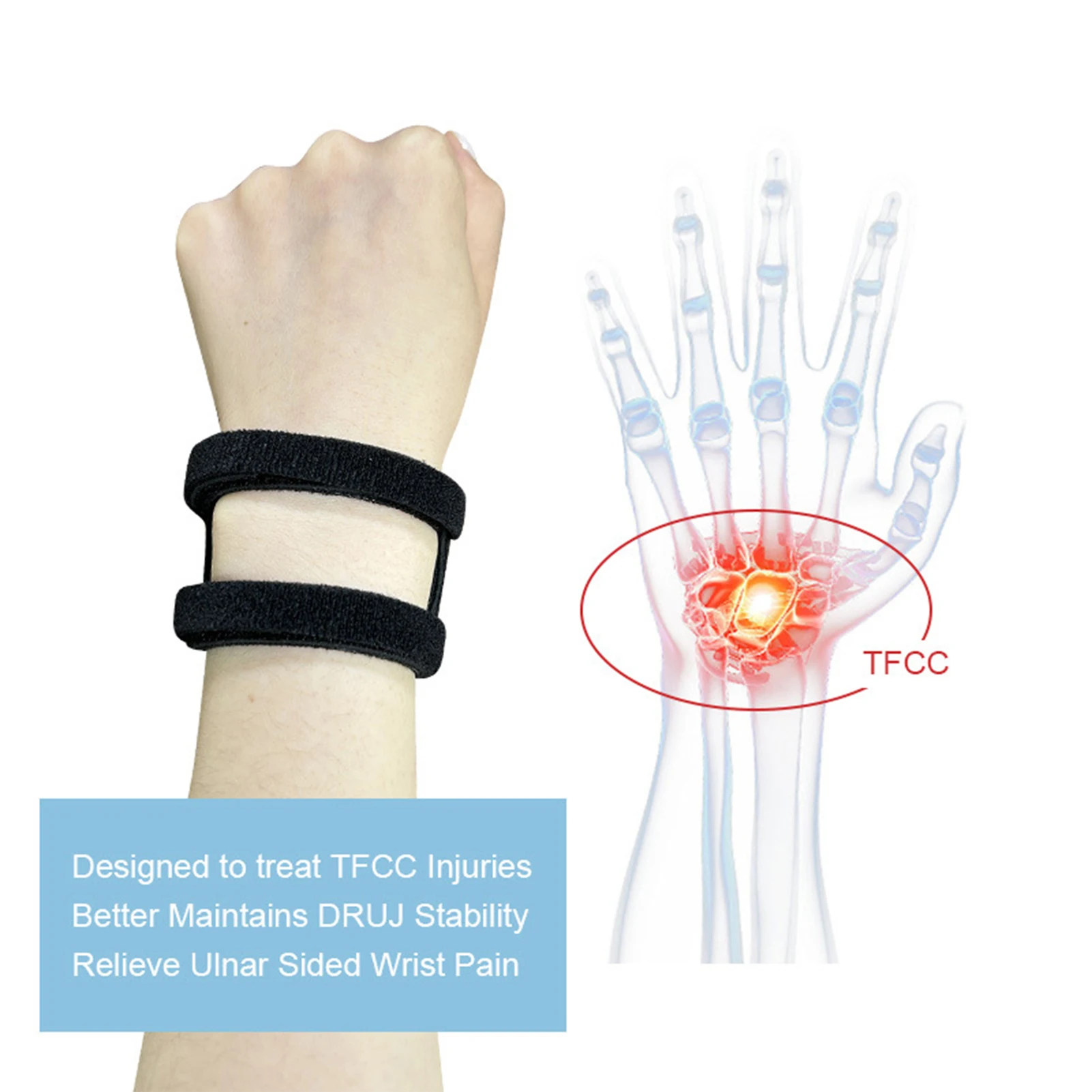 1Pc Adjustable Wrist Band Brace Support for TFCC Tear Injury Brace Sports Wrist Support Men Women Sports Yoga Fitness Wristband