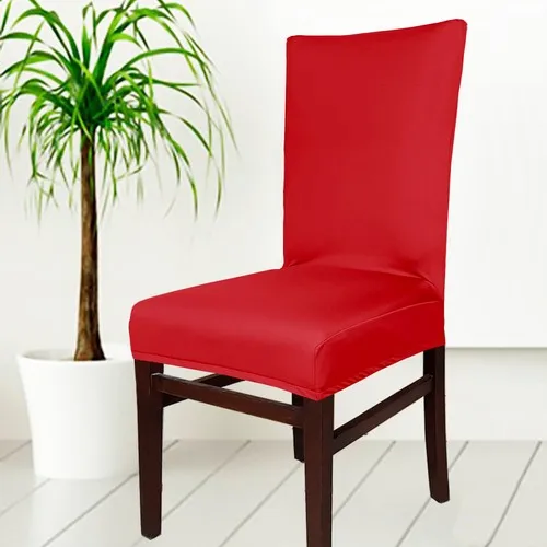 Abeltrade Micro Lycra Thick Fabric Red Color Chair Cover