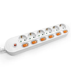 EU Power Strip EU Schuko type Sockets 1.5/2m Cable Multiple Electric Extension Socket With 2 USB Port Fast Charging