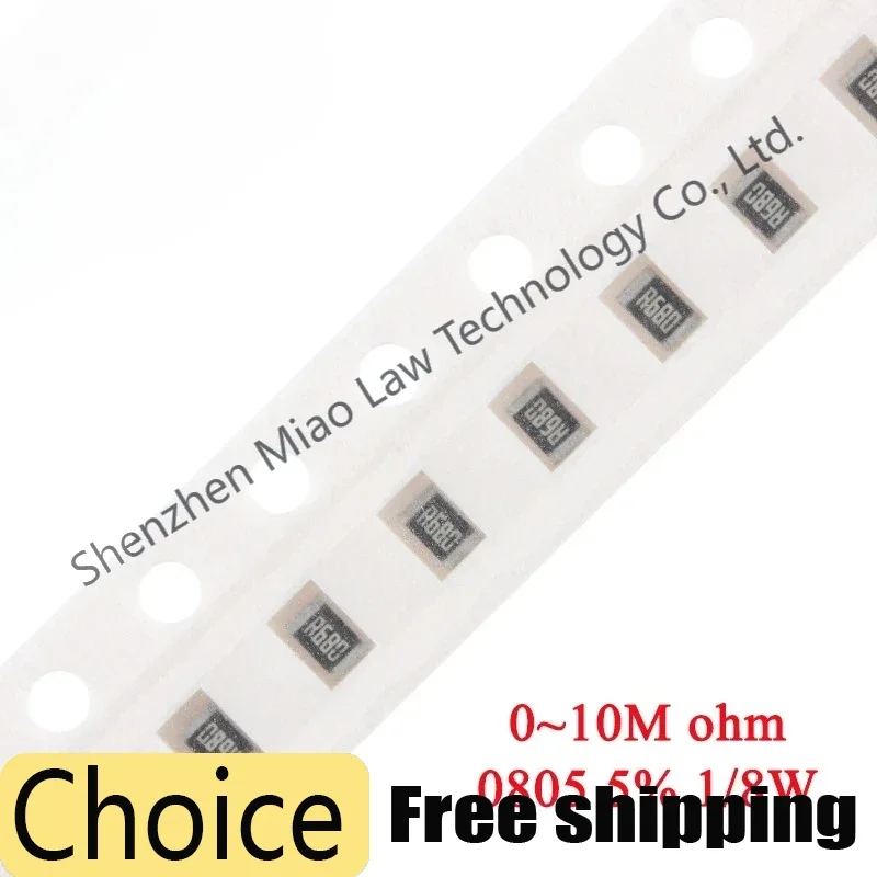 

100pcs 5% 0805 SMD resistor 0R ~ 10M 1/8W 0 0.1 1 10 47 100 150 220 330 ohm 1K 2.2K 4.7K 10K 100K 1R 10R 100R 150R 220R 330R 1M