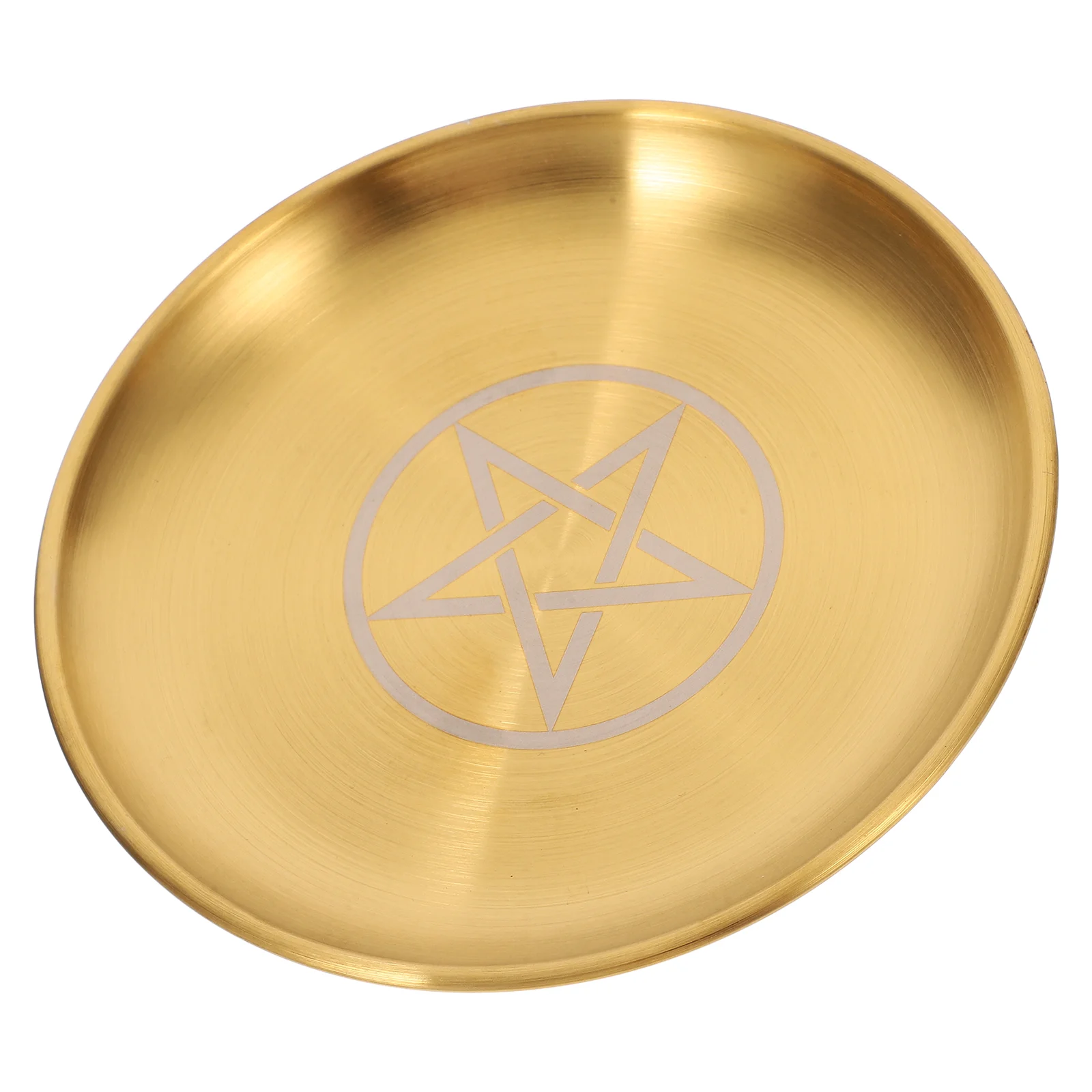 Pentacle Three Phase Moon Gold Disk Plate for Candles Cauldron Decorative Tray Jewellery Jewelry Dish Coffee Table