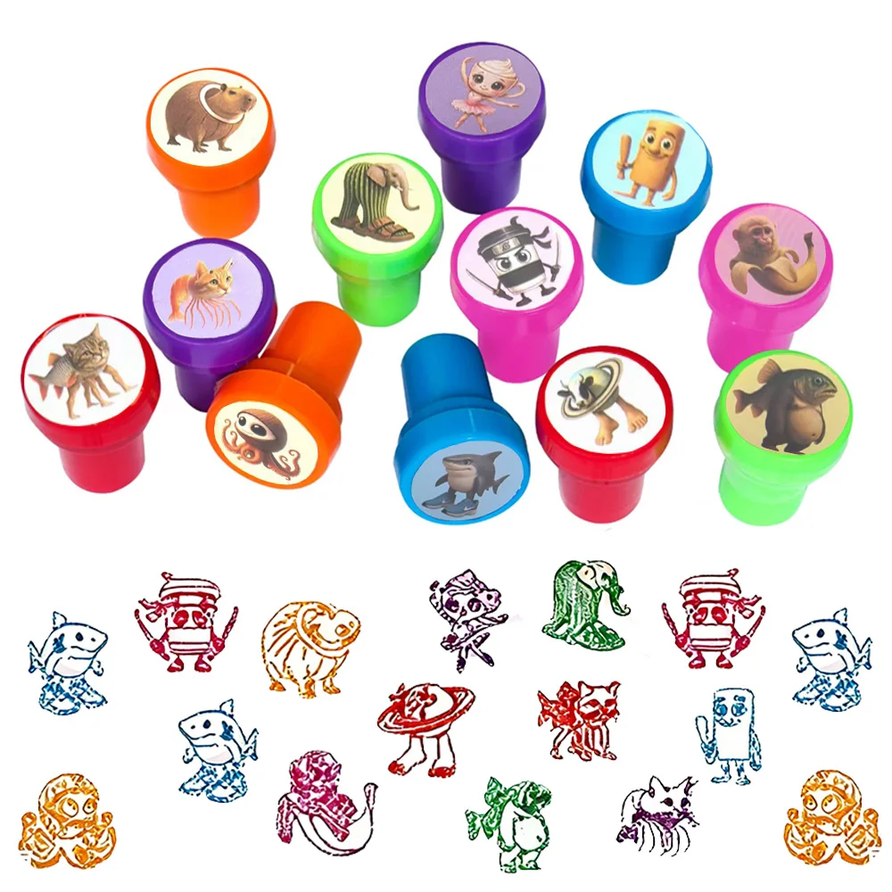 12/36 pièces Tampons Tung Tung Sahur Tralalo pour enfants, Tampons Talian Brainrot, Récompenses en classe, Cadeaux pour invités, Anniversaire d'enfant, Baby shower