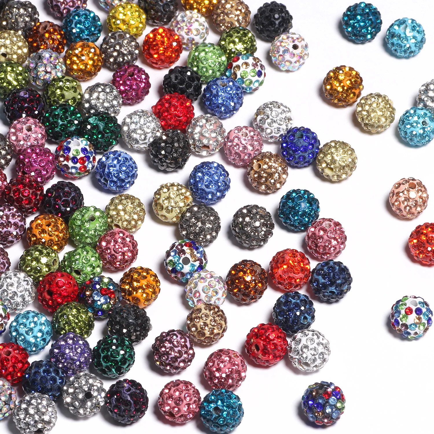 10pcs 6/8/10mm Rhinestone Crystal Clay Beads Soft Pottery Micro Pave CZ  Spacer Beads For Jewelry Making Diy Bracelets Necklaces