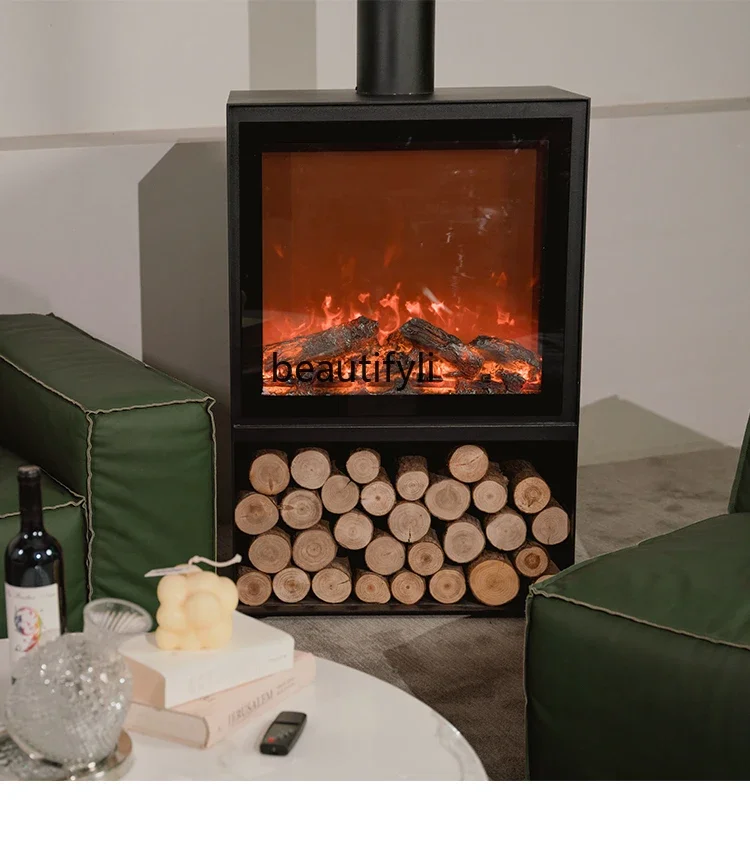 

NQ Electronic firewood fireplace simulation flame heater household villa interior decoration cabinet