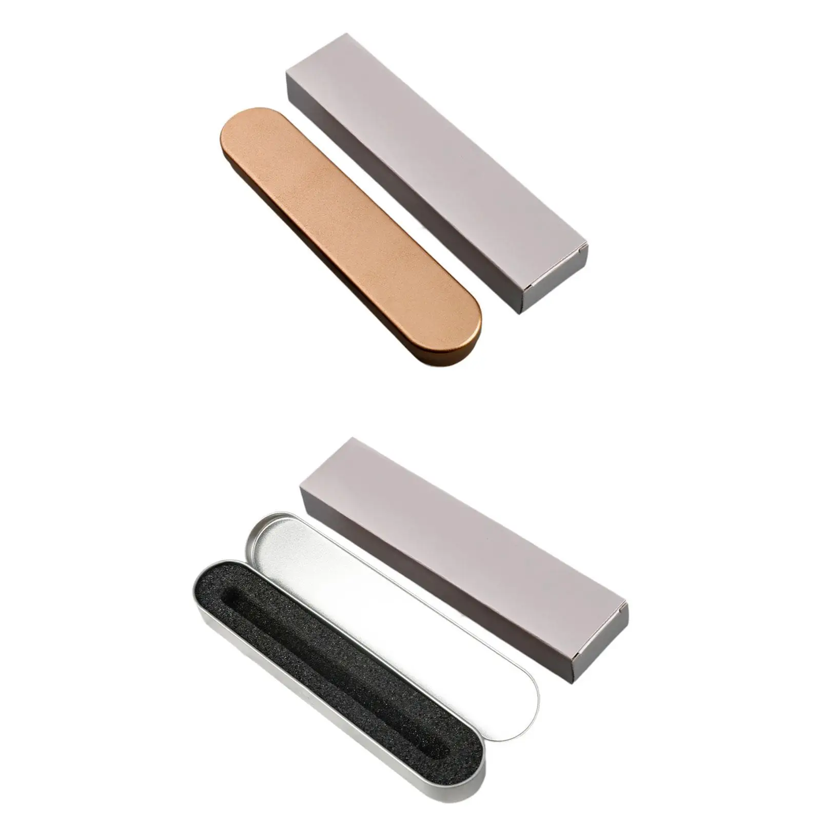Empty Hinged Tins Box Rectangular Pen Holder for Home Student Makeup Brushes