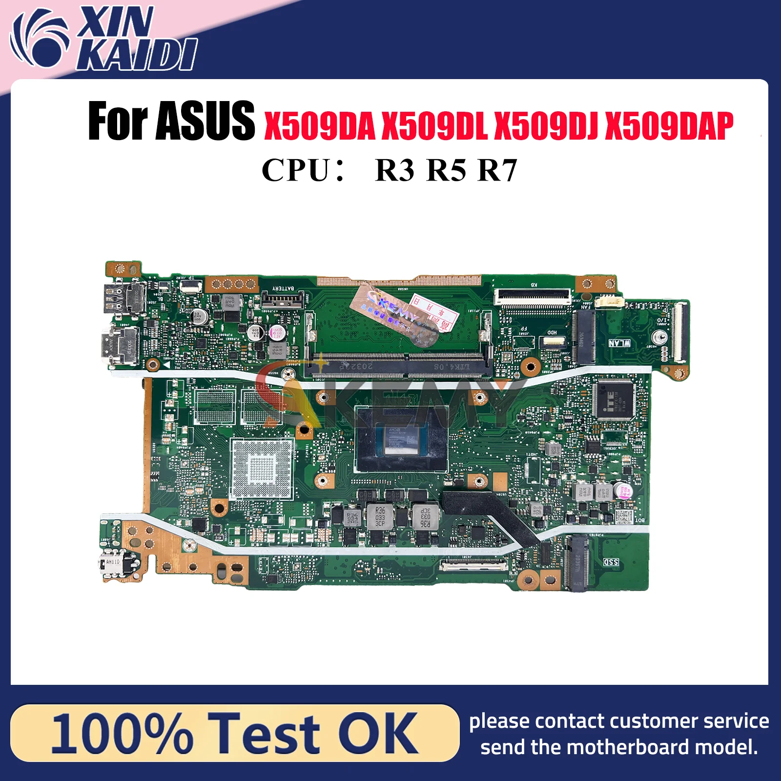 

Материнская плата для ноутбука X509DA для ASUS M509D X509DL Y5200D X509DJ D509D FL8700DA X509D D409D M409D X509DAP с процессором R3 R5 R7