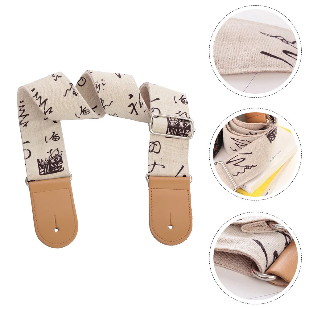 

Cotton Linen Guitar Strap Chinese Style Double Layer Head Adjustable 85-145cm Breathable Comfortable Guitar Accessories