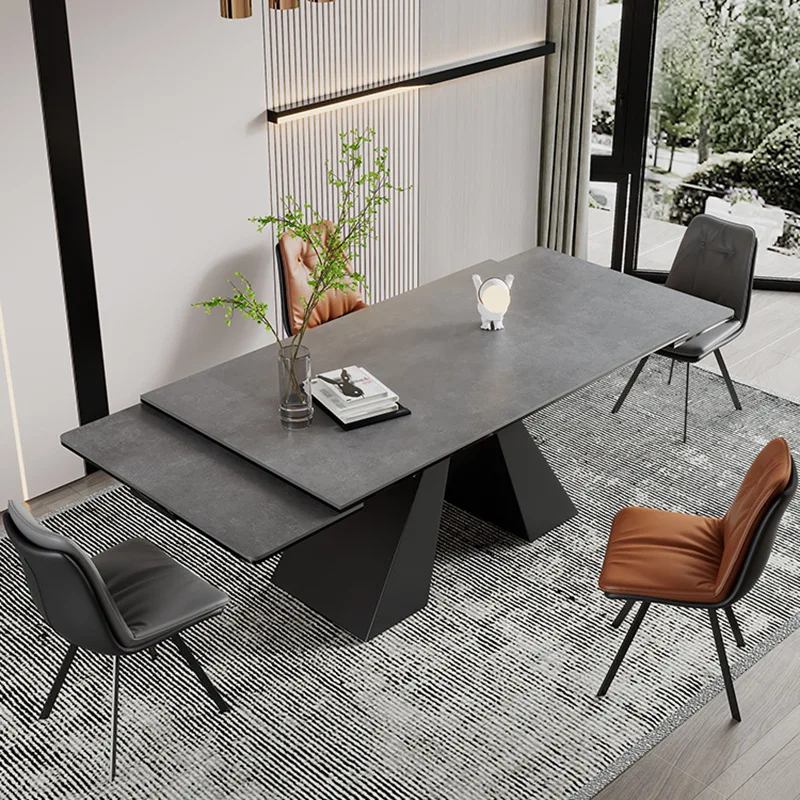 

Luxury Modern Convertible Extendable Dining Table Set Sintered Stone Hotel Villa Gym Kitchen Home Furniture Sinkable Kitchen