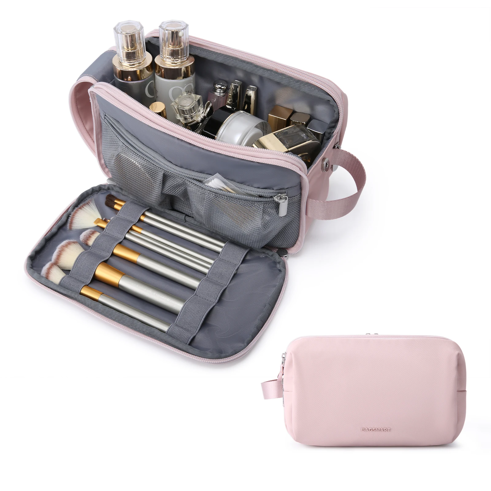 Bolsa de Cosmética Feminina de Viagem Funcional Pendurado com Zíper Estojo de Maquiagem Necessário Organizador Bolsa de Armazenamento Higiene
