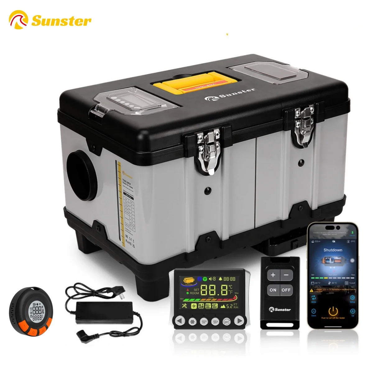 TB10PRO 8KW 12/24/220V Diesel Air Heater w/ App Control, CO Alarm&Wireless Temperature Sensing Switch Heater for Car RV camper