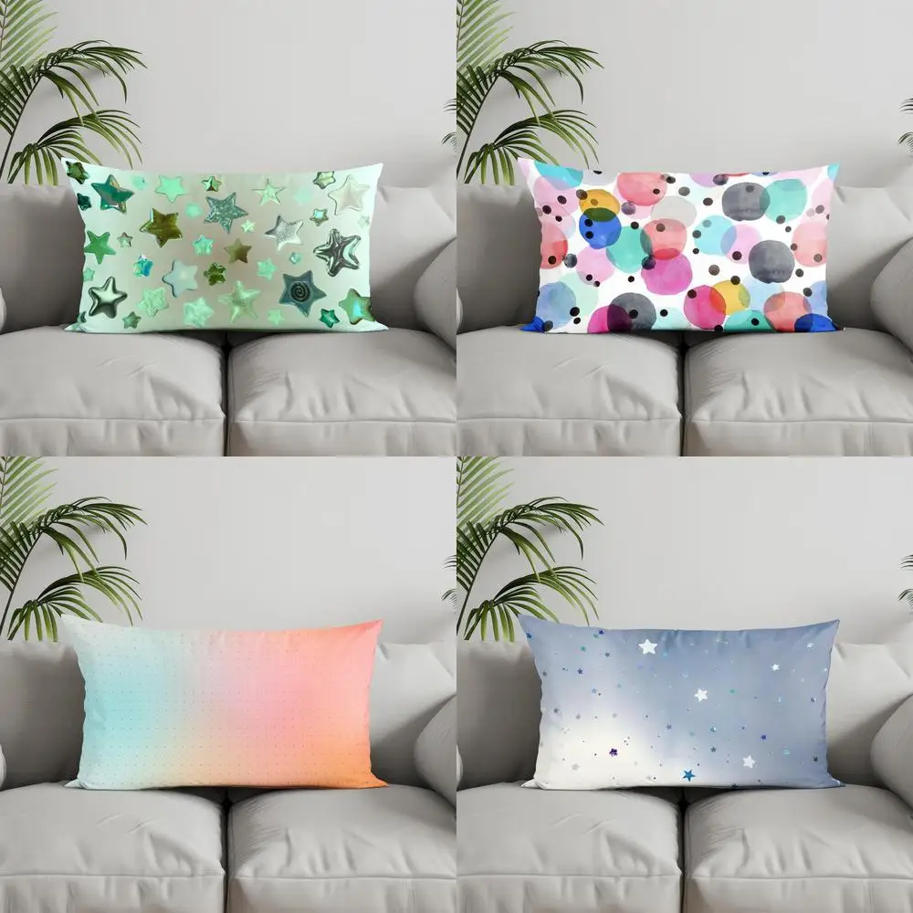 

Home Decor Colorful Star & Dot Pattern Pillow Suitable For Sofa Bedroom Car Pillow Cover Cushion Rectangular Back Cushion
