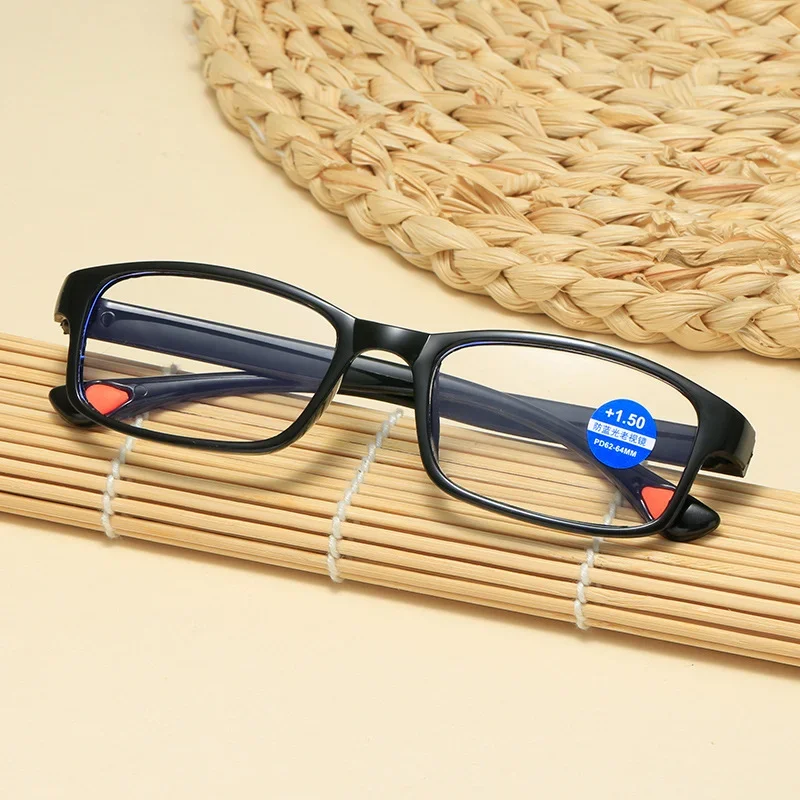 New Men's Fashion Reading Glasses Square  Elasticity for Sight Plus Lenses +1.5+2.5+3.5 Reading Glasses