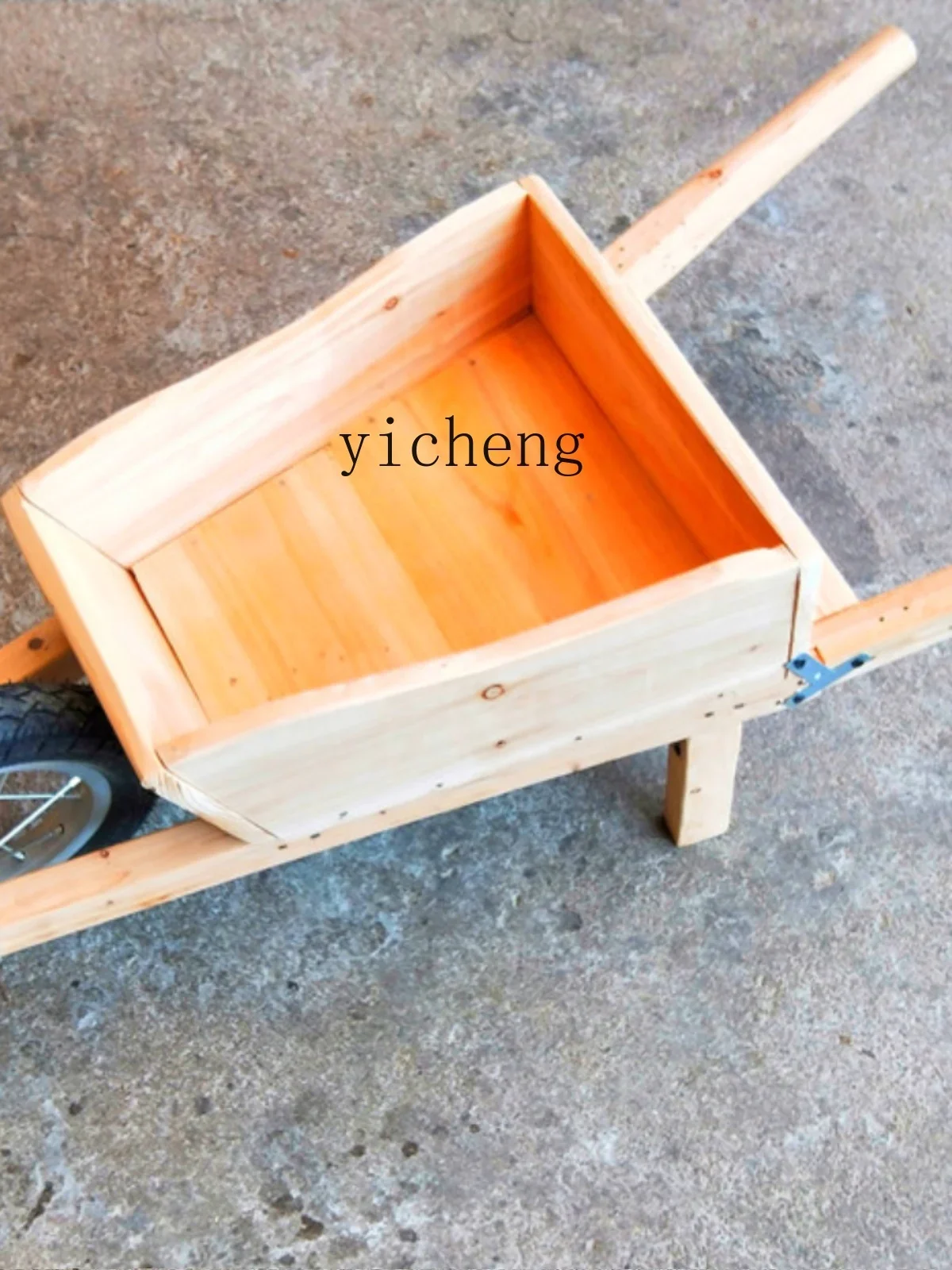 Tqh Wheelbarrow Anji Game Wooden Bull Wheel Trolley Triangle Belt Bucket Stroller Kindergarten Children Outdoor Toys