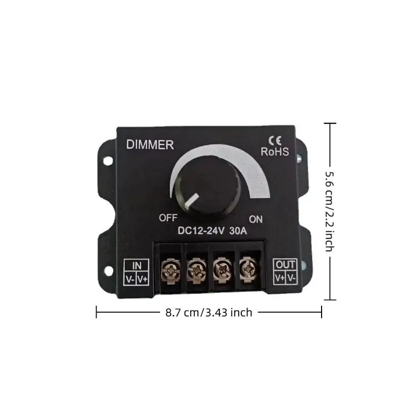 DC 12V 24V 30A PWM Dimming Controller Knob Adjust Rotary Brightness For Single Color LED Controller Dimmers