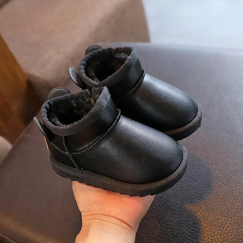 Baby Outdoor Cotton Boots Kids Shoes Toddler Winter Boy Girl Warm Snow Boots Plush Soft Children Causal Solid Color Short Boots