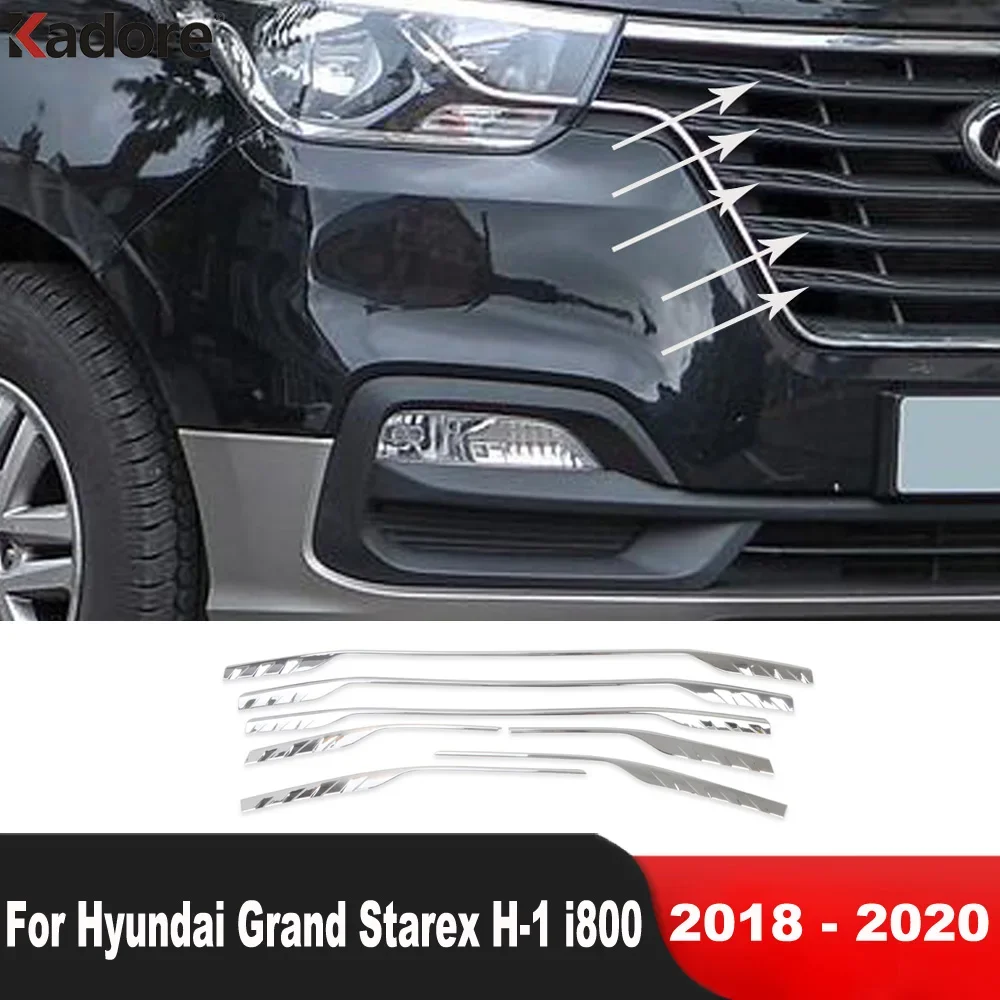 

For Hyundai Grand Starex H-1 i800 2018 2019 2020 Chrome Car Front Center Grille Grills Cover Trim Racing Grill Strip Accessories