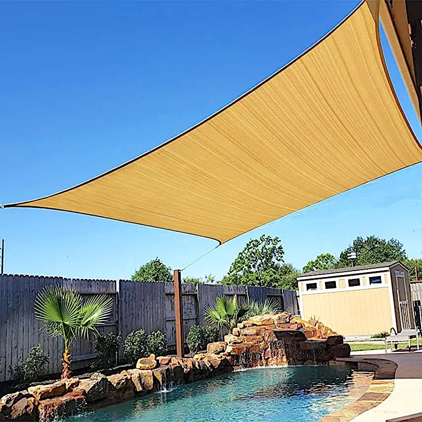 3x2M Rectangular HDPE Waterproof Sunshade Sail, UV Blocking Outdoor Shade, Woven/Printed Pergola Canopy, 185 GSM 5mm Thick