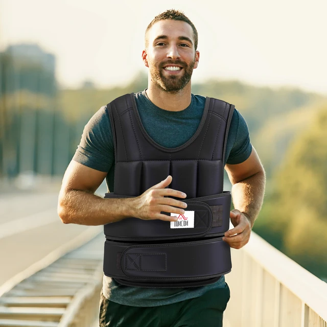 HOMCOM 20kg Weighted Vest, Adjustable Running Weight Vest with 38 Weight Bags for Men or Women Cardio Exercise, Black 2