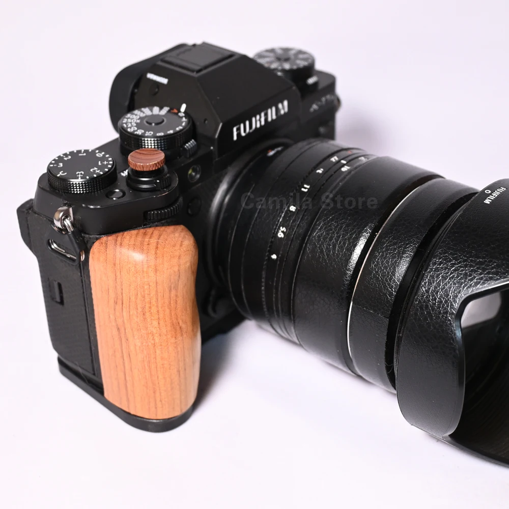 ultra-light ebony wooden L Type Bracket Arca-Swiss RRS Tripod Ball head Plate Base Grip Handle For Fuji Fujifilm XT5 X-T5 Camera