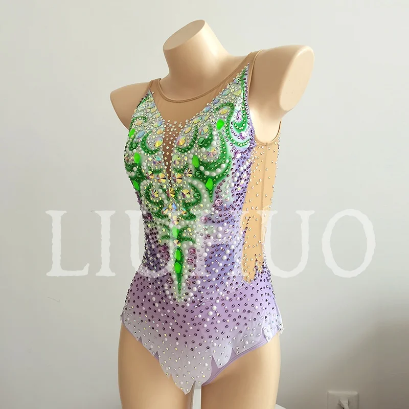 LIUHUO الجمباز الإيقاعي يوتار التدرج بلا أكمام أداء التشجيع التنافسي للأطفال BD9458