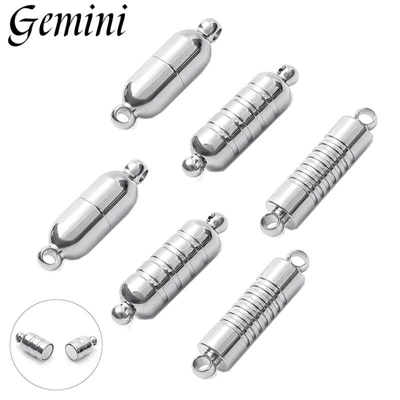 10Set 316L Stainless Steel Strong Magnetic Connected Clasps Beads Charms End Cap For DIY Couple Bracelet Necklace Jewelry Making