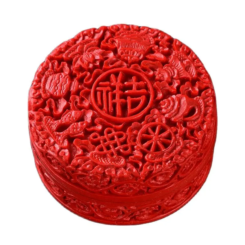 chinese lacquerware box Japan carved flower jewelry decor gift dresser Storage gift hobby collect