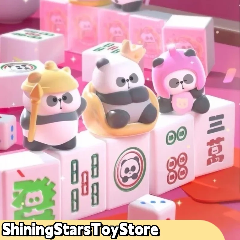 Mr. Pa Mahjong Series Blind Bag Overflowing Peach Luck Cute Panda Mystery Box Doll Model Figurine Decoration For Adult Xmas Gift