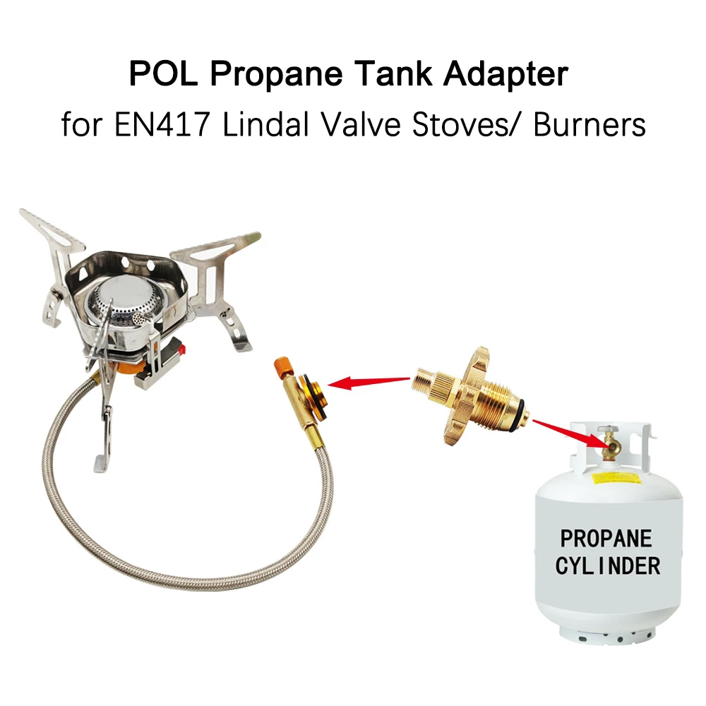 POL Propane Cylinder Adapter EN417 Lindal Valve Converter for Backpacking Stove Connect 20lb/1lb Tanks to Camping Gas Burners
