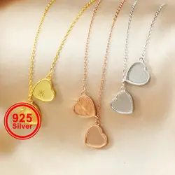 10MM Keepsake Heart Bezel Settings Mother Milk Resin Solid 925 Sterling Silver Rose Gold Plated with 18Inches Necklace 1320024
