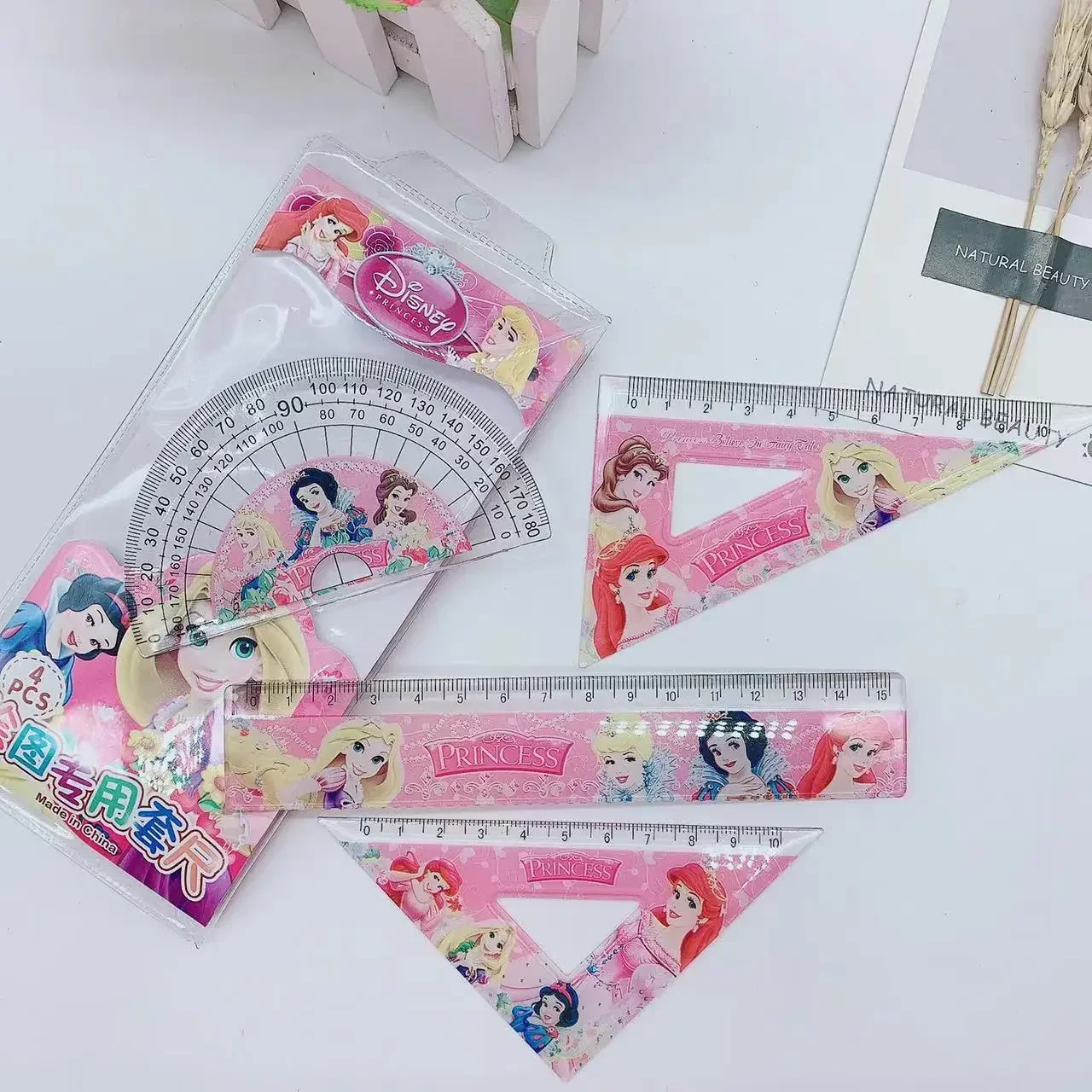 Disney Stitch art Set, Straight Ruler ,Protractor Triangle Ruler,Student Stationery Ruler,Drawing, measurement, art class