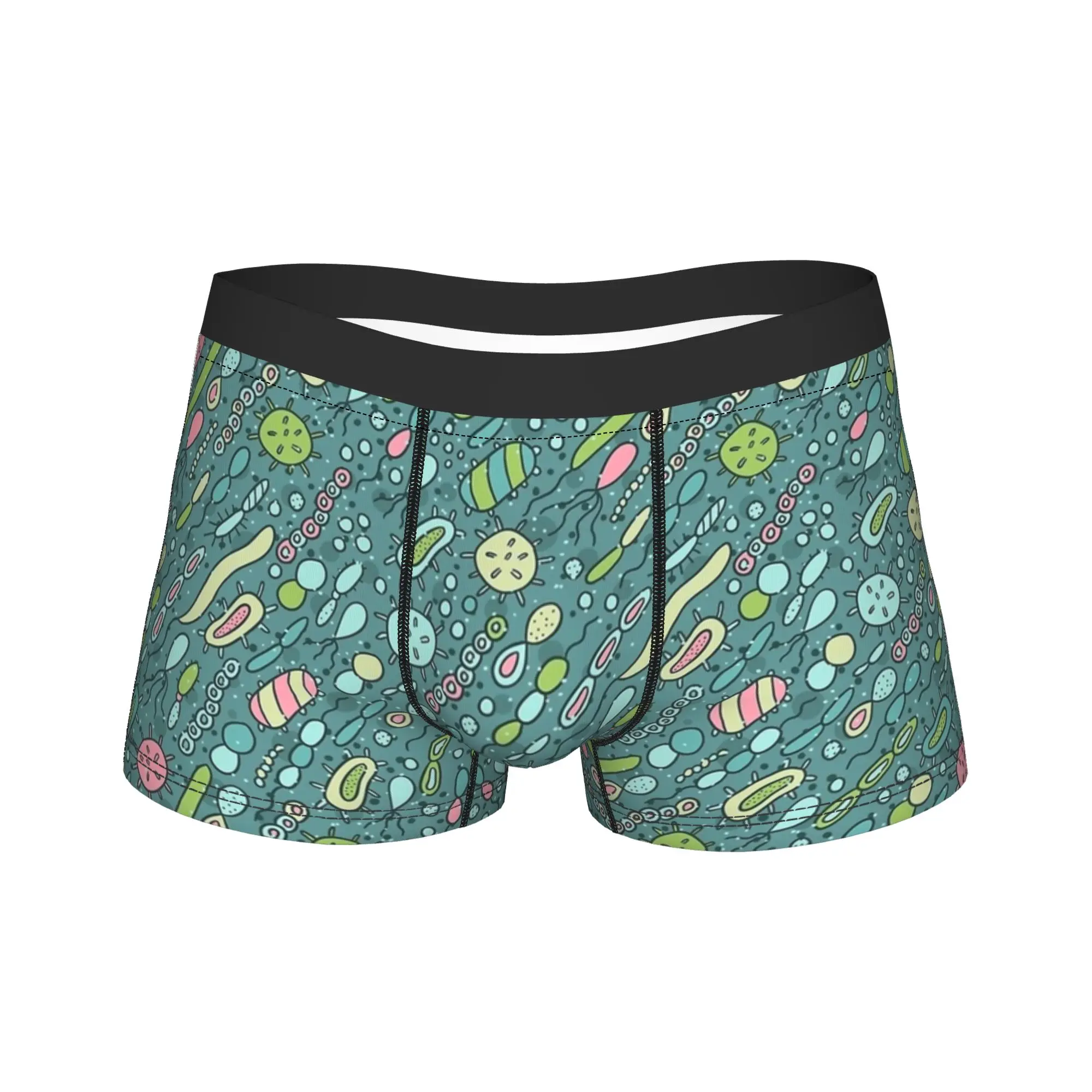 Microbes pattern Underwear  Custom Trunk Trenky Men Underpants Elastic Shorts Briefs Birthday Gift