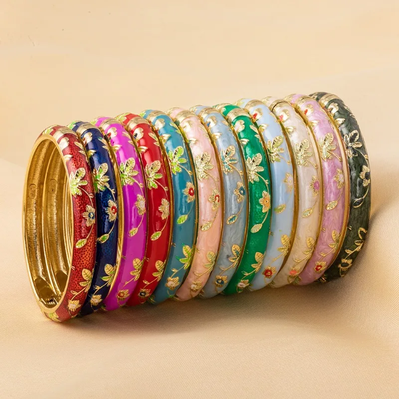 Open‑end Enamel Bangle for Women Creative Cloisonne‑style Jewelry Distinctive Wrist‑display Ornament Colorful Hand‑crafte