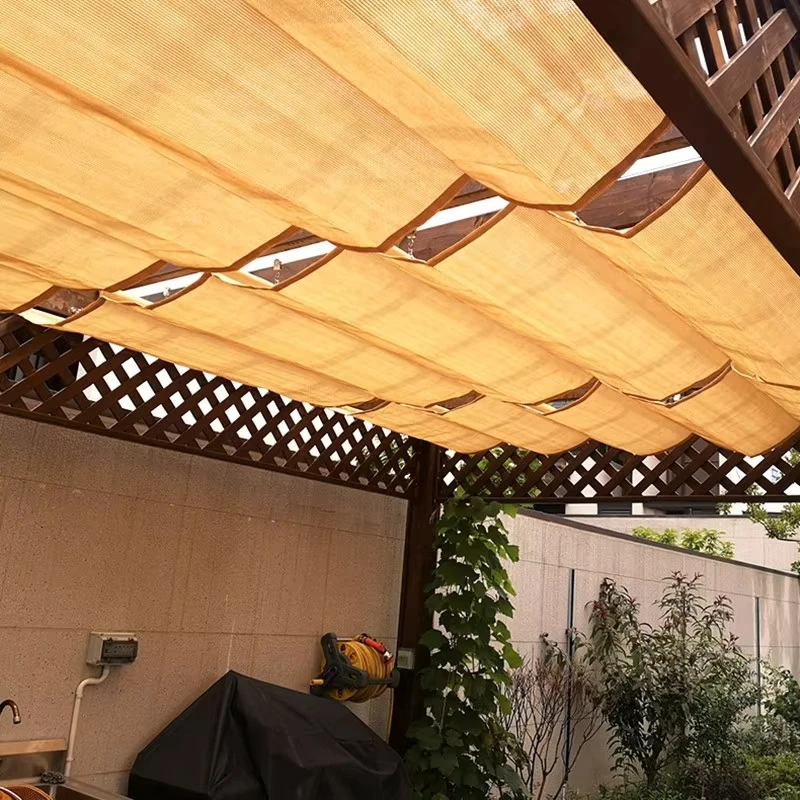 95% UV Block Beige Shading Sun Shade Net Home Garden Telescopic Wave Canopy Tent Heavy Duty HDPE for Swimming Pool Pergola Sun