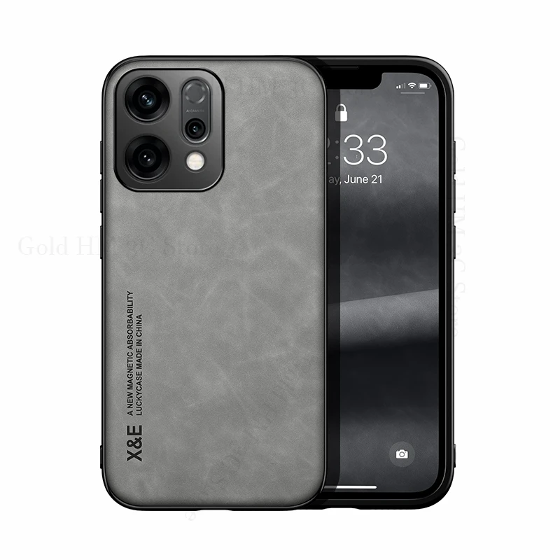 

Luxury Silky Feel Leather Phone Case For Oppo Reno 14 Pro Built-in Magnetic Soft TPU Phone Bumper Cover For Reno13 F 12 Pro 5G